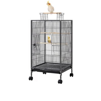 Supcopet® Open Play Top Bird Flight Cage for Canary, Parakeet, Cockatiel, Budgie, LoveBird, and Finches, Easy to Clean and Portable with 4 Wheels