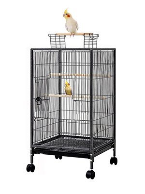 SupcoPet Open Play Top Bird Flight Cage for Canary, Parakeet, Cockatiel, Budgie, LoveBird, and Finches, Easy to Clean and Portable with 4 Wheels