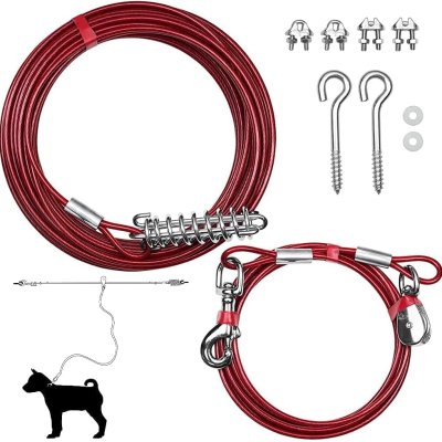 Supcopet® Dog Trolley Cable, Dog Trolley System, Camping for Dogs - Up to 125 lbs | Dog Runner Outside, Dog Cable for Yard Heavy Duty | Dog Cable 60 ft | Outdoor Camping Zipline (125lbs/ 60ft/ Trolley)